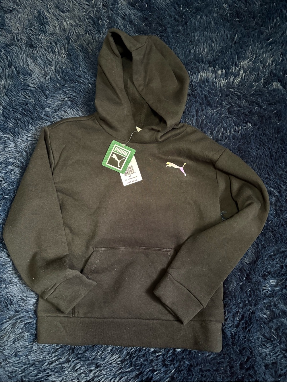 Puma Black Hooded Pullover Sweatshirt with Small Logo